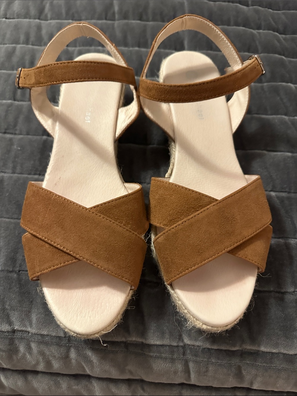 Eric Michael Tan Suede Crisscross Ankle-Strap Sandals